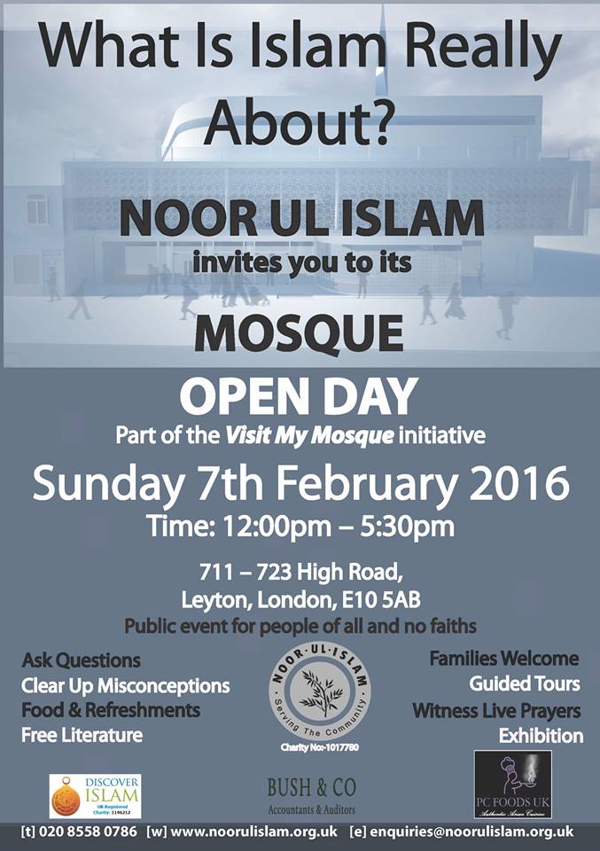 Poster acara Open Mosque Day yang diselenggarakan organisasi Islam Noor Ul Islam/ (foto: istimewa)