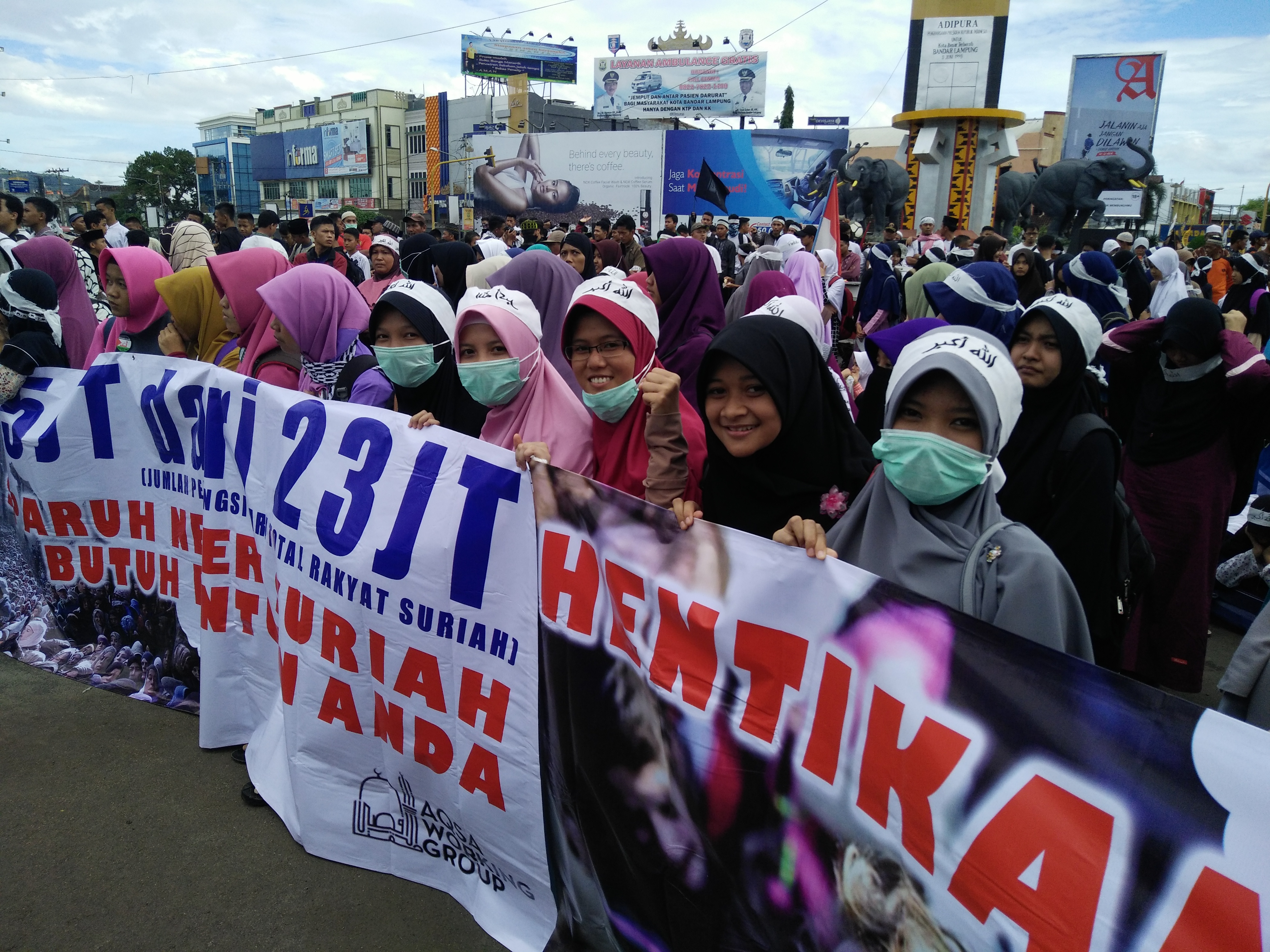 Peduli Korban Perang Suriah, AWG Lampung dan Ponpes Al-Fatah Adakan Aksi