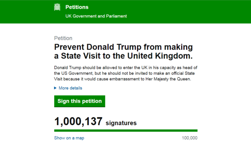 Petisi Anti-Trump di Inggris Capai Lebih Sejuta Tanda Tangan