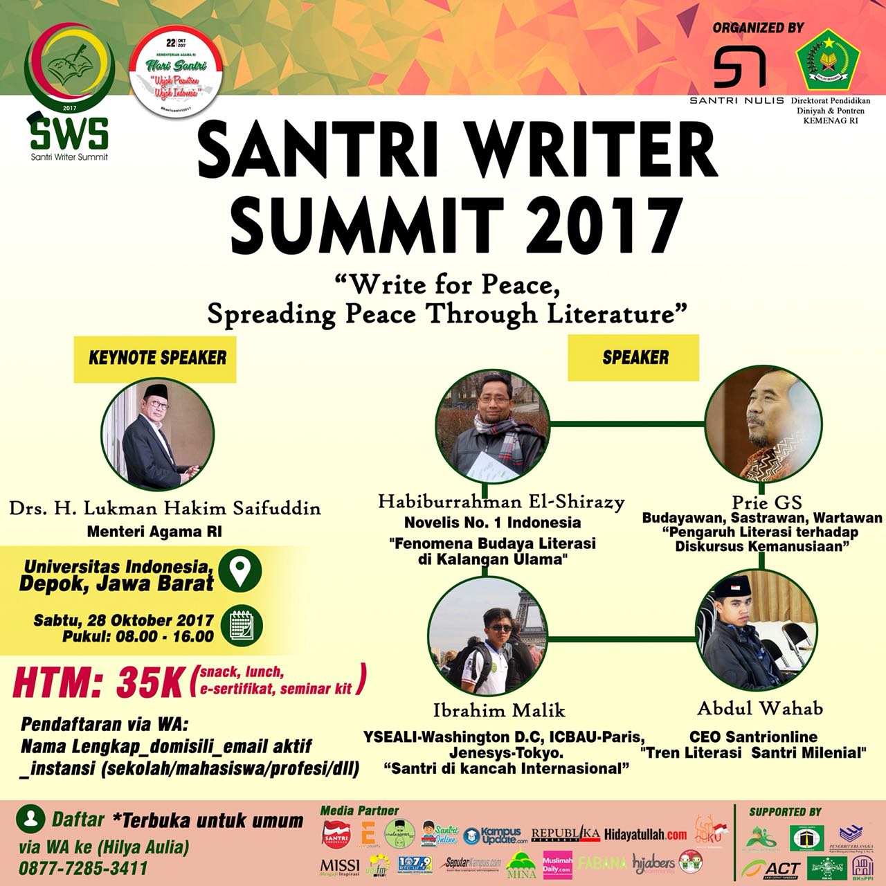 “Santri Writer Summit” Ajak Santri Sebarkan Kedamaian Lewat Literasi