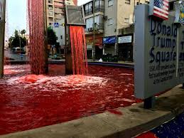Warga Israel Masukkan Pewarna Darah di Air Mancur Trump Square