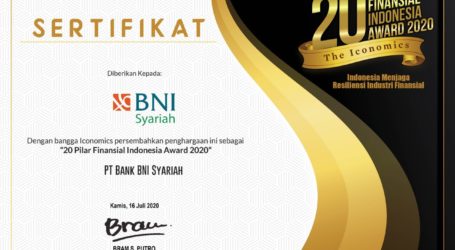 BNI Syariah Raih Penghargaan 20 Pilar Finansial Indonesia Award 2020