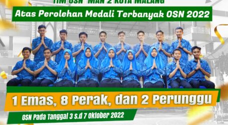 MAN 2 Kota Malang Raih 11 Medali Olimpiade Sains Nasional 2022
