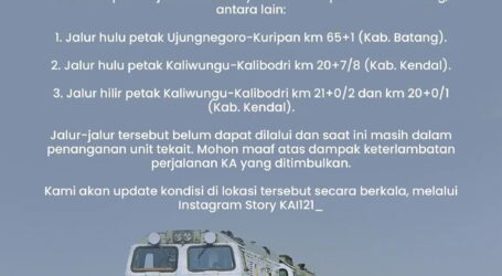 Rel Tergenang Air, Perjalanan KA DAOP 4 Semarang Terganggu