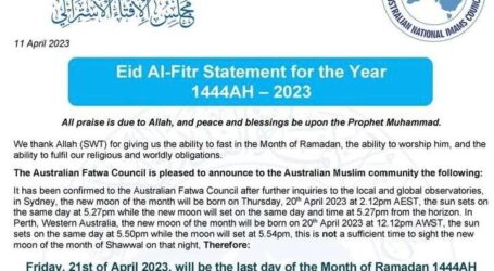 Dewan Fatwa Australia Umumkan Idul Fitri 1 Syawal 1444H Jatuh pada Sabtu 22 April