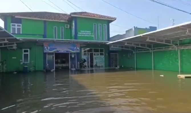 Desa Karanganyar, Kabupaten Demak, Jawa Tengah terendam banjir pada Februari 2024. (Istimewa)