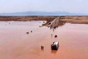 Pemandangan kerusakan setelah hujan lebat dan banjir melanda provinsi pelabuhan Hudaydah di Yaman terlihat di Hudaydah, Yaman pada 8 Agustus 2024 [Foto: Houthi Media Center]