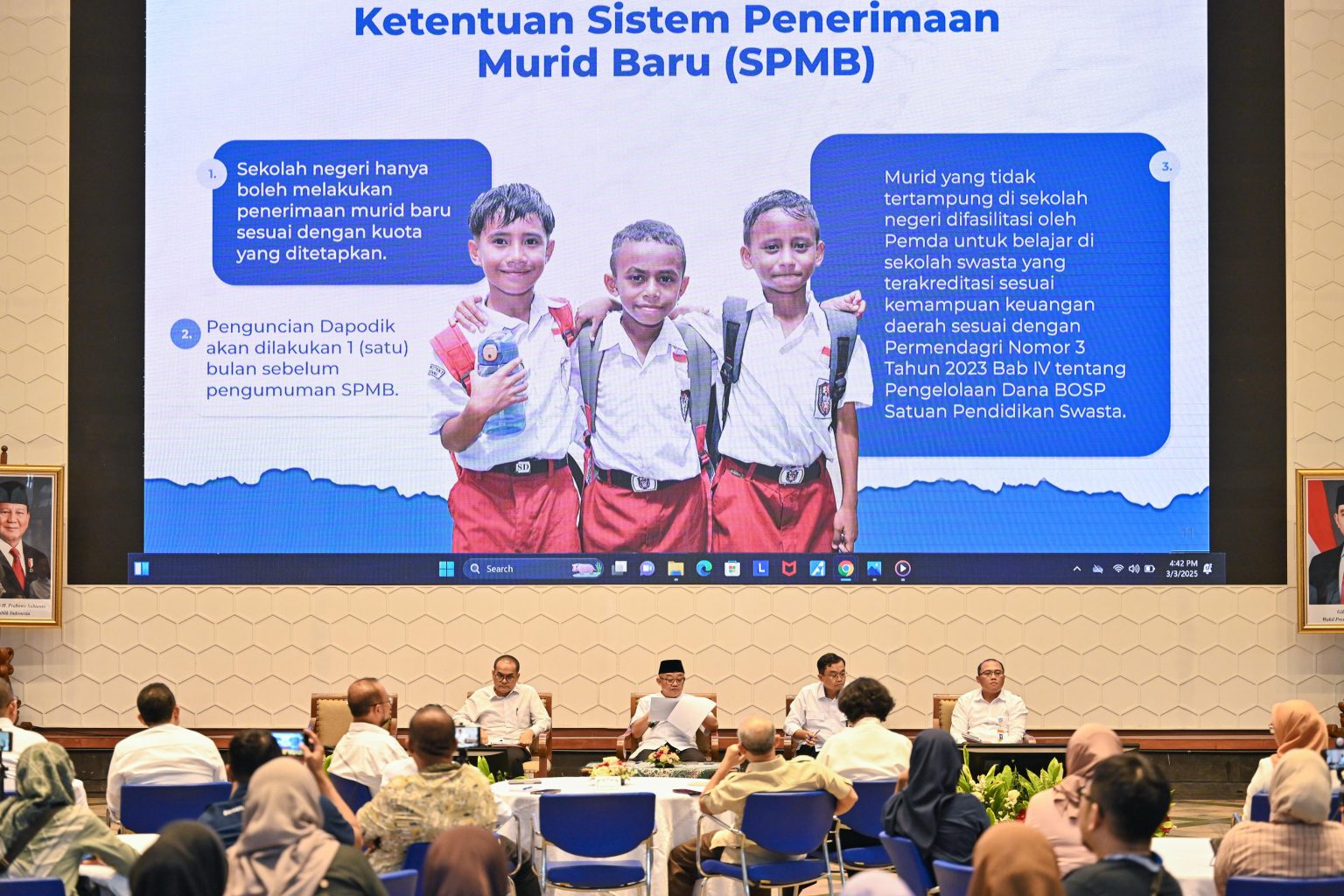 Menteri Pendidikan Dasar dan Menengah (Mendikdasmen) RI Abdul Mu'ti mengumumkan secara resmi Sistem Penerimaan Murid Baru (SPMB (foto: BKHM Kemendikdasmen)