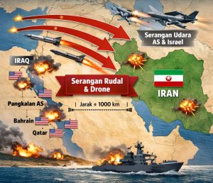 Ilustrasi konflik As-Israle dan Iran (foto: AI)