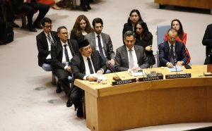 Wakil Tetap RI untuk PBB, Duta Besar Umar Hadi, dalam Sidang Darurat Dewan Keamanan PBB mengenai situasi di Lebanon, pada Selasa (31/3/2026) di New York, Amerika Serikat. (Foto: Kemlu RI)