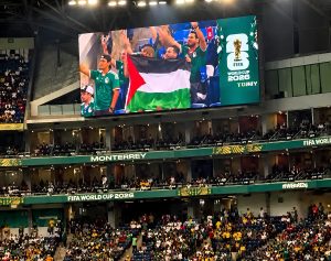 Viral di Medsos, Bendera Palestina Berkibar di Tribun saat Swedia vs Tunisia