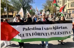 Demo pro Palestina di Stockholm, Swedia (foto: Anadolu Agency)